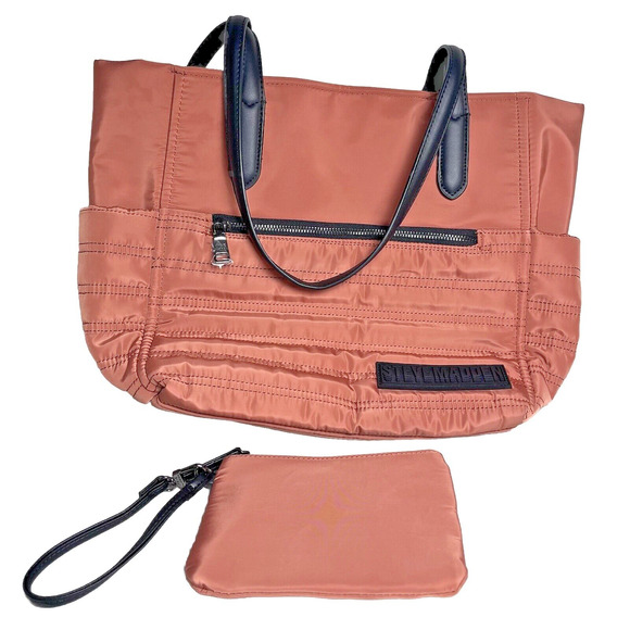 Steve Madden Large Quilted Tote Bag Purse Logo Pink Blush & Accessory Bag - Picture 1 of 16